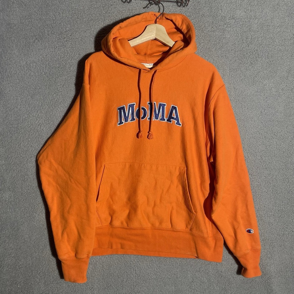 MOMA Museum of Modern Art NYC Champion Reverse Weave Hoodie Orange Large